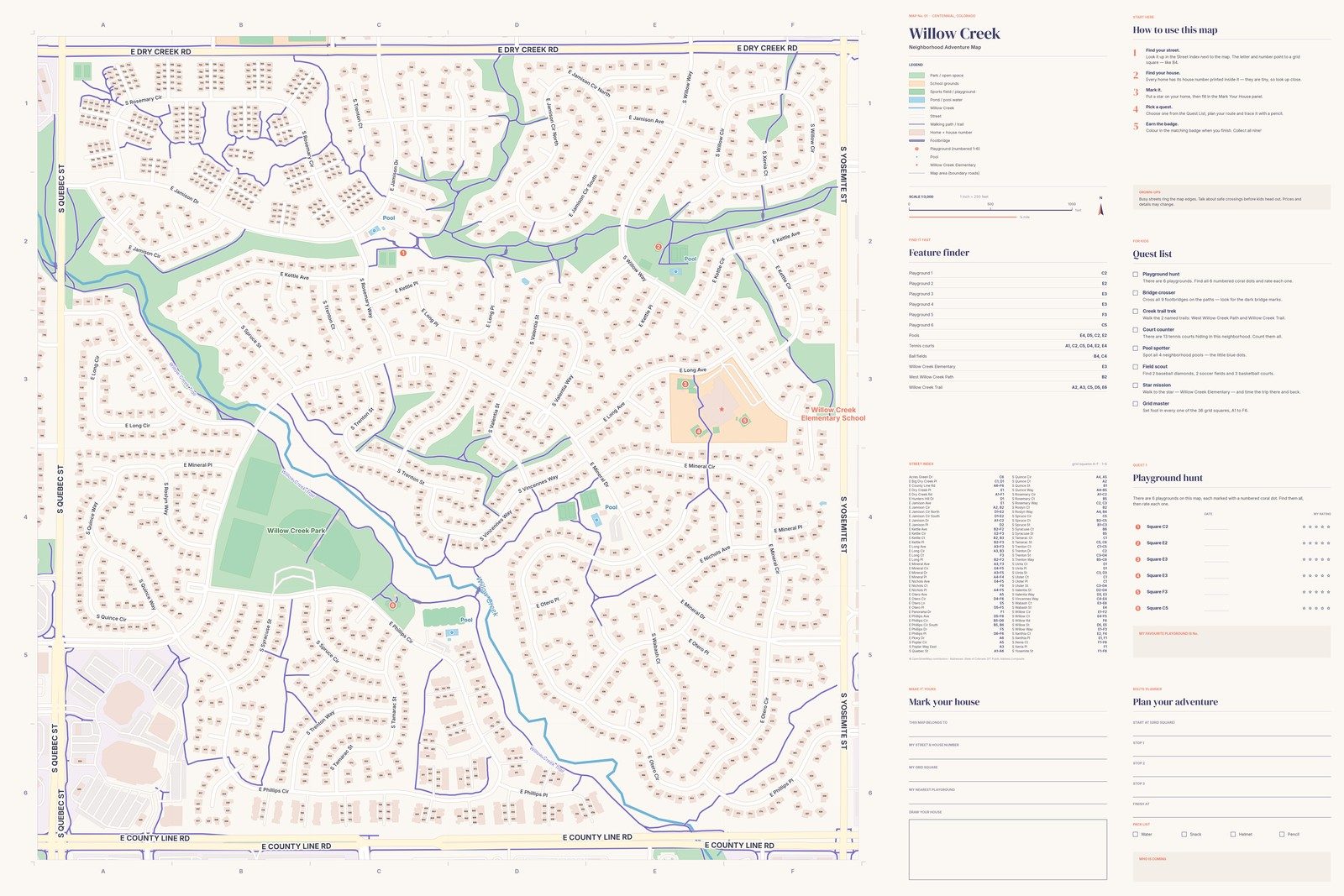 Folded 24 by 36 inch paper map, side one